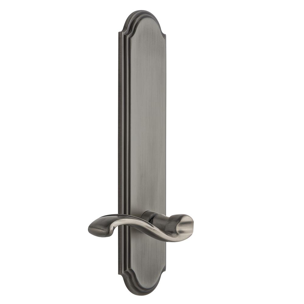 Grandeur by Nostalgic Warehouse ARCPRT Arc Tall Plate Double Dummy with Portofino Lever in Antique Pewter